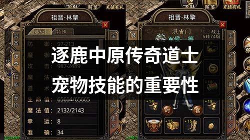 逐鹿中原传奇道士宠物技能的重要性